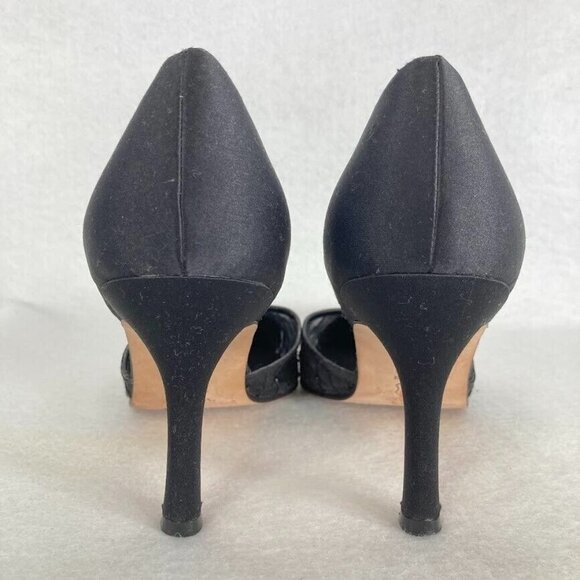 Nina Dressy Rhinestones And Mesh Black Luster Heels Formal Shoes With Bag 9M - Picture 3 of 7